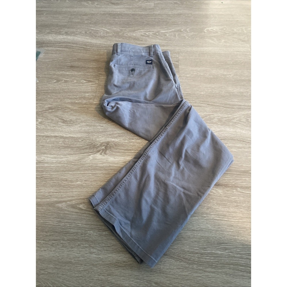 Dockers Straight Fit Khaki Pants Men's 36x32 Gray Casual Flat Front Chinos